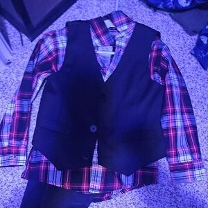 Children's Plaid Shirt with Black Vest